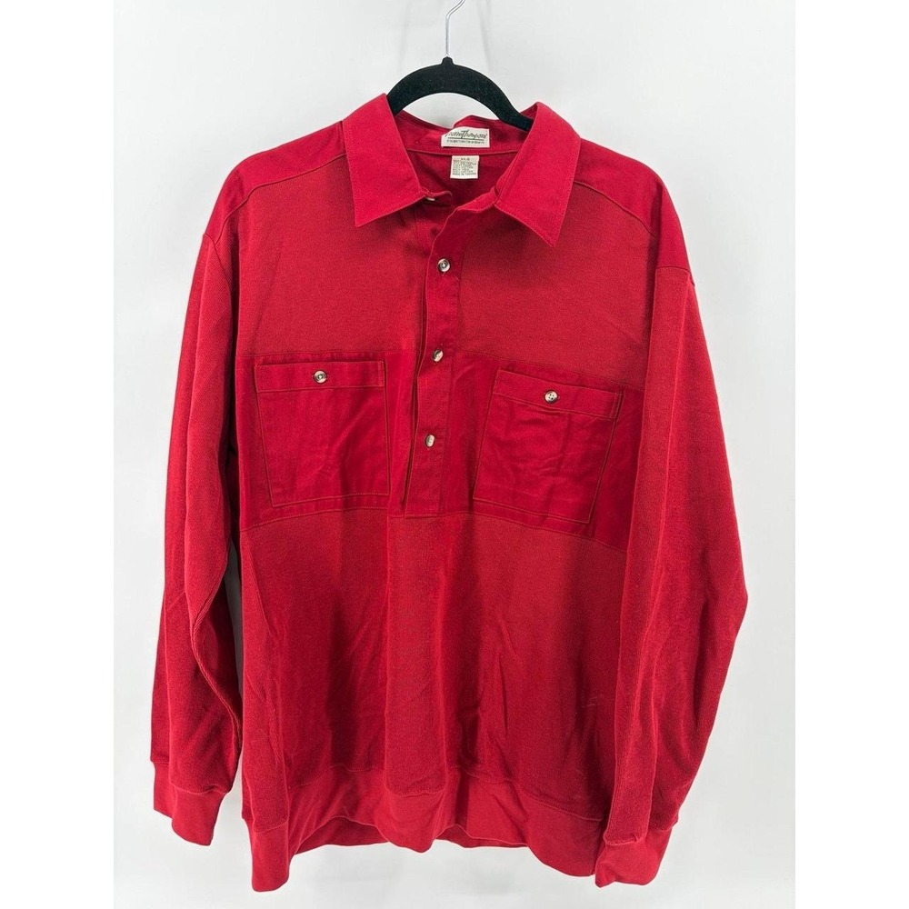 Norm Thompson Polo Shirt, Red Short Sleeve Banded Hem, Vintage Men XLG Pre-Own
